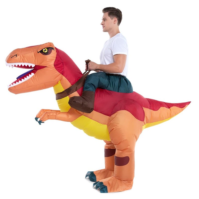 HSCTEK Inflatable Dinosaur Costume Adult Men Women, Inflatable Blow Up Costume Riding Trex Dinosaur Costume Youth, Inflatable Ride On Dinosaur Halloween Costume Teen - Image 1
